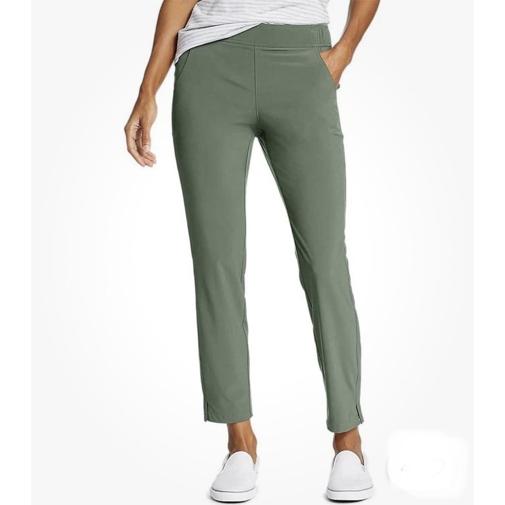Eddie Bauer Women's Traveler Ankle Pants Green‎ Size LG Outdoors Hiking Walking
